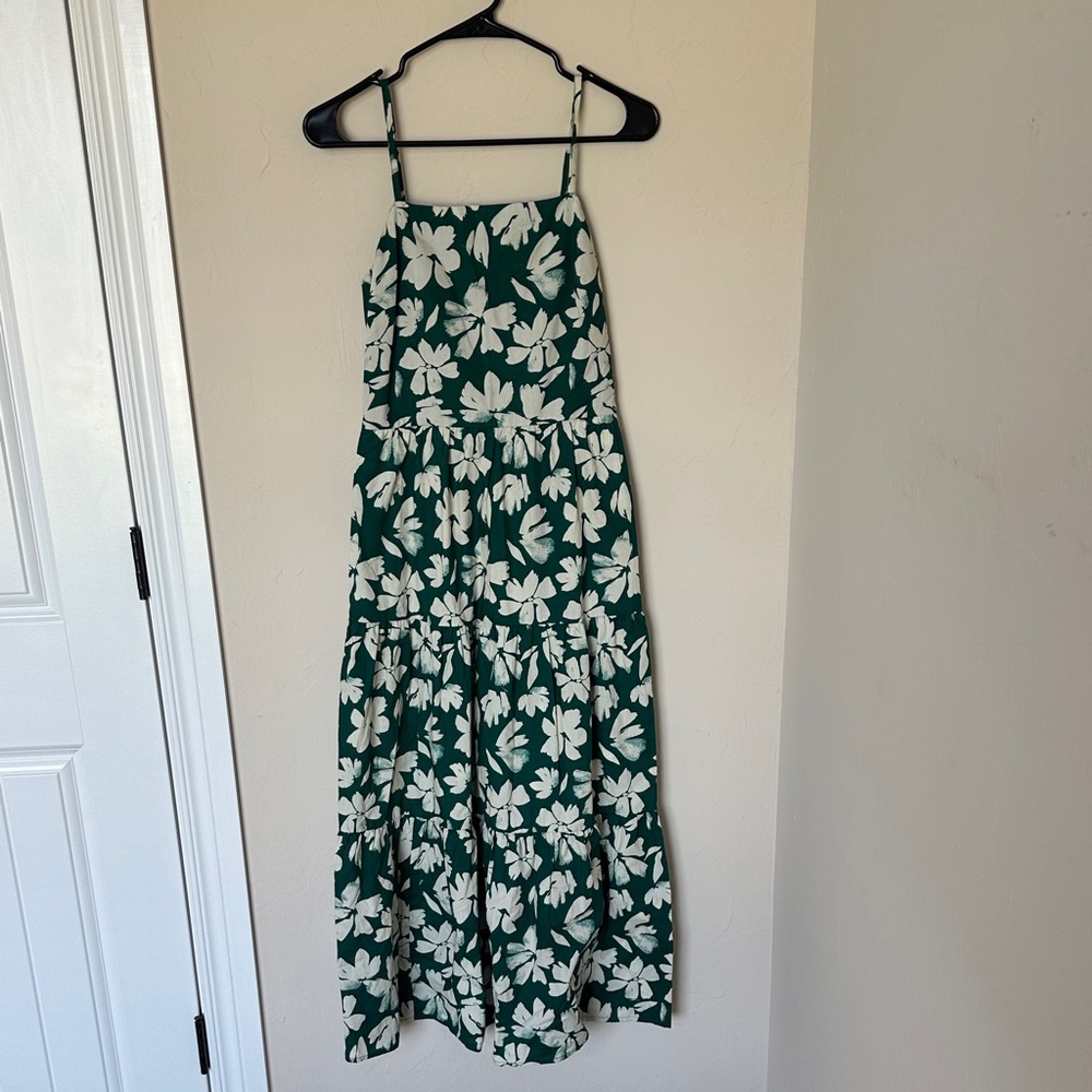 GAP Green and White Floral Maxi Dress